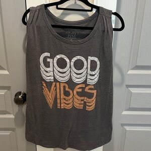 Good Vibes Women’s Gray and Orange Casual Tank Top
